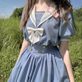Yipinpay Style College Style Dress Women 2023 Summer New Student Loose Navy Collar Fairy A-line Woman Dress Vestido Feminino