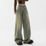 Yipinpay Y2k Fashion Women Harajuku Jeans Wide Leg Punk Loose Casual Long Trousers Denim Cargo Baggy Pants Femme Streetwear