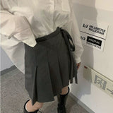 Yipinpay Pleated Skirt Women Elegant Lace-up High Waist A-line Mini Skirts Sexy Summer Office Lady Preppy Style Korean Fashion