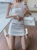 Yipinpay Women's Skirt Sets Dress Fashion Sleeveless Vest with Skirt 2 Piece Set Short Tank Top High Waist Skirt Suit Summer Outfits