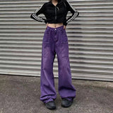 Yipinpay Big Pocket Wide Leg Baggy Jeans Women Fashion Straight Women Jeans Harajuku High Waist Jean Femme Fall Mom Denim Pants