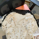 Yipinpay Women Y2k Top Retro Jumper Sueter Mujer Pullover V Neck Black Sequin Sweater Female Grunge Korean Fashion Knit Top