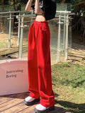 Yipinpay Oversized Wide Leg Jeans Mujer Casual Loose Streetwear Red Baggy Jeans Korean Fashion Boyfriend Mom Jeans