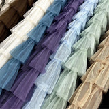 Yipinpay White Long Skirts For Womens Fashion 2023 Summer High Quality Green Dark Brown And Blue Mesh Tulle Cake Midi Skirt Female