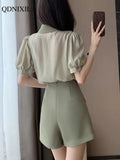 Yipinpay Women's Summer Shorts Sets Korean Luxury Short Sleeve New In Matching Sets Chic and Elegant Shorts 2 Piece Set Women Outfit