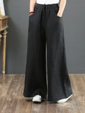 Yipinpay Summer Harem Pant Women's Cotton Linen Pants Casual Loose Trouser Women Cotton Oversize Pockets Wide Leg Flares Pants