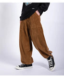 Yipinpay Men Pants Casual Retro Harajuku Ins Fashion Trousers New High Street Baggy Wide-leg Pants  All-match Corduroy Unisex Pantalones