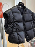 Yipinpay Chic Stand Neck Solid Zipper Down Vest Casual Loose Sleeveless Tank Tops Autumn Winter 2023 Fashion Short Coats Parkas