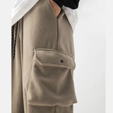 Yipinpay Men's Fleece Pants 2023 New Large Pocket Design Trousers Women Warm Thick Casual Cargo Pants Fashion Joggers Sweatpants