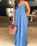 Yipinpay Plain Spaghetti Strap Denim Casual Dress Elegant Dresses for Women Casual New Fashion 2023 Casual