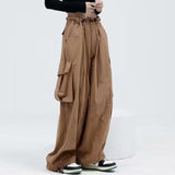 yipinpay Pants Y2k Cargo Pants Women Fashion Drawstring Trousers Pockets High Waist Straight Casual Loose Wide Leg Pants Sweatpants