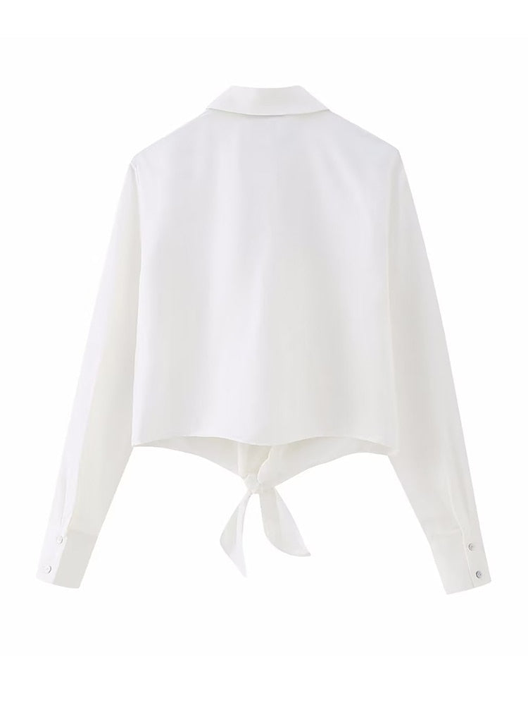 Yipinpay Fashion Women Solid Blouses Shirt 2023 New Summer Female Long Sleeve Bow Tops Turn Down Collar Single Breasted T-Shirts