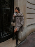 Yipinpay Loose Knit Coat With Scarf Women Chic Round Neck Long Sleeved Pockets Jacket Single Breasted Autumn Winter Lady Outwear