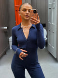 Yipinpay Long Sleeve Ribbed Jumpsuits For Women Brown Button Wide Legs Jumpsuit Romper 2023 Femme Autumn Winter Casual Overalls