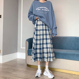 Yipinpay Spring Summer Women Long skirt A-line Korean style Casual Plaid Fashion Loose All-match student Fashion female skirts