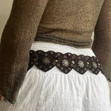 Yipinpay Women Y2K Retro Belt Vintage PU Leather Heart Sun Wide Cinch Belt Wide Belt for Dress Pants