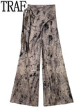 Yipinpay Printed Wide Leg Pants Women High Waist Baggy Pants Woman Y2k Streetwear Casual Pants Sets Tied Pareo Women's Trousers