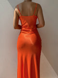 Yipinpay MO Satin Sleeveless Long Dresses Women Green High Split Backless Sling Party Dress Femme Sexy Casual Streetwear Vestidos