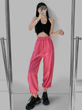 Yipinpay Baggy Sweatpants Women New High Waist Elastic Straight Loose Sports Pants Woman 7 Colors Spring Summer