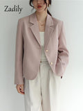 Yipinpay 2023 Autumn Korean Style Long Sleeve Pink Blazer Women Casual Fashion Ladies Suit Female Work Clothing Coat Jacket