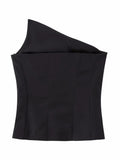 Yipinpay 2023 Black Corset Top Woman Asymmetric Off Shoulder Tops For Women Red Backless Bustier Top Woman Party Night Sexy Tops