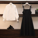 Yipinpay Large Size Women's Set Spring and Autumn Suit Female Fashion Shirt + Dress Female Two-piece