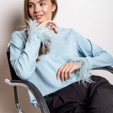 Yipinpay Womens Spring Autumn Casual Tops Solid Color Long Sleeve Feather Patchwork Blouse Soft And Comfortable Daily Wear S M L