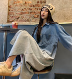 Yipinpay Button Denim Shirt Dress Turn-turn Collar Madi Long Sleeve Vestido De Mujer Vintage Casual Spring Korean Femme Robe Big