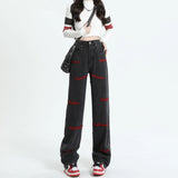 Yipinpay Waisted Straight Jeans For Y2k Women Streetwear Summer Korean Dongdaemun 2023 Femme Pants Baggy Blue Denim Trousers Vintage
