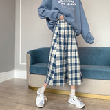 Yipinpay Spring Summer Women Long skirt A-line Korean style Casual Plaid Fashion Loose All-match student Fashion female skirts