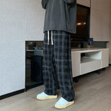 Yipinpay Men Checkered Casual Pants Loose Straight Corduroy Pants Sweatpants Man Fashion Streetwear 2023 Spring New Hip Hop Trousers