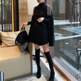 Yipinpay & Ponchos Black Trench Wool Coat Chain Winter Jacket Women Belt Waist Oversize Grunge Y2k Vintage Chaquetas 2023 Mujer