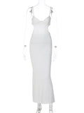 Yipinpay MO Hollow Out Backless Spaghetti Strap Maxi Dress For Women 2023 Summer Sleeveless Sexy Slim Dress Party Club Vestido