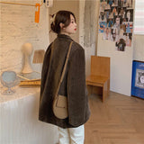 Yipinpay Winter Quilted Corduroy Blazers Women Fashion Vintage Brown Blazer Female Korean Casual Loose Suit Jacket Chic