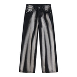 Yipinpay Men's Baggy Wide Leg Jeans Unisex Vintage Washed Blue Denim Trousers High Waist Loose  Straight Male Pants Harajuku Streetwear