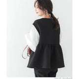 Yipinpay Coats Ruffle Cotton-padded Tops Black Waistcoat Women Crop Vest Quilted Parkas Retro Casual Autumn Jacket Chalecos Mujer