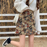 Yipinpay New Spring Summer Women Skirt A-line Japanese Style Sweet Cute Loose Oversize Bear Print Female Mini Skirts Short Skirt