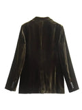 Yipinpay 2023 Velvet Blazer Women Long Sleeve Elegant Female Blazer Vintage Winter Jackets Woman Office Business Casual Women Outfit