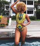 Yipinpay Sexy Women Ethnic Floral Swimsuit African Bathing Suit High Waist Printed Cover Up Bikini Set Bathers Swimwear Beachwear