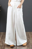 Yipinpay Summer Harem Pant Women's Cotton Linen Pants Casual Loose Trouser Women Cotton Oversize Pockets Wide Leg Flares Pants