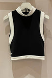 Yipinpay Fit Contrast Zipper Sleeveless Black Woman Tshirts Stand Y2k Top 2023 Fall T Shirt Women Mujer Camisetas Graphic T Shirts