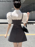 Yipinpay Spaghetti Strap Mini Blazer Dress Women Korean Fashion Irregular Bodycon Dress Female Vintage Casual High Waist Dress