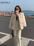 Yipinpay Coats 2023 Winter New In Cold Outerwears Short Thickened Lamb Wool Korean Style Chic and Elegant Clothes Plush Loose Top