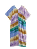 Yipinpay 2023 Women Beach Tunic Dress Tie Dye Print Midi Dress Women Short Sleeve Loose Summer Dress Woman Casual Long Dresses