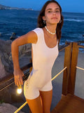 Yipinpay Basic Backless Sexy Rompers Playsuit Women Short Sleeve Bodycon Summer Jumpsuits Femme Beach Party One Piece Outfits