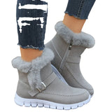 Yipinpay Women Fur Warm Chelsea Snow Boots Casual Shoes New Short Plush Suede Ankle Boots Flats Gladiator Sport Ladies Botas Mujer