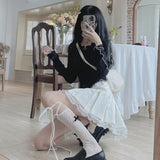 Yipinpay Kawaii Lolita Pleated Skirt Women Japanese Sweet Fairycore High Waisted Lace Patchwork A-line Mini Skirts Soft Girl