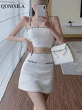 Yipinpay Women's Skirt Sets Dress Fashion Sleeveless Vest with Skirt 2 Piece Set Short Tank Top High Waist Skirt Suit Summer Outfits