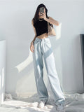 Yipinpay Blue Baggy Jeans Women New High Waist Loose Denim Wide Leg Pants Streetwear Drape Straight Trousers S-5xl