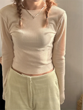 Yipinpay Wear Bow Cut Out Design Slim Long Sleeved T-shirts Y2k Clothes 2023 Shirts for Women Knit Top Grunge Aesthetic Graphic